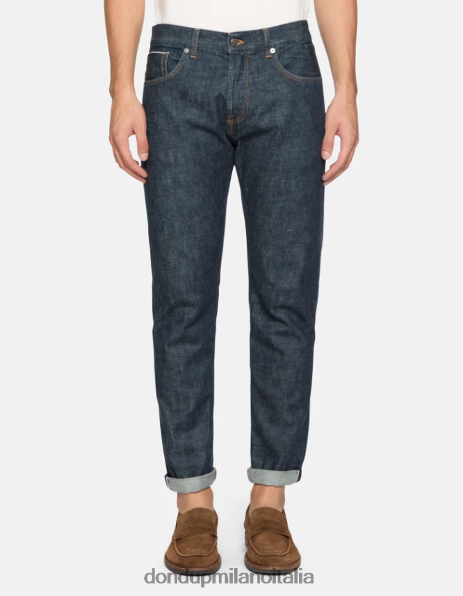 DONDUP hombres Vaqueros Icon regular fit en denim rígido con orillo vestir azul AZX2Z0567