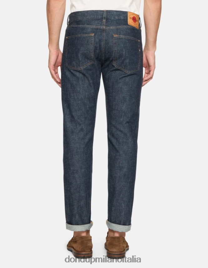 DONDUP hombres Vaqueros Icon regular fit en denim rígido con orillo vestir azul AZX2Z0567