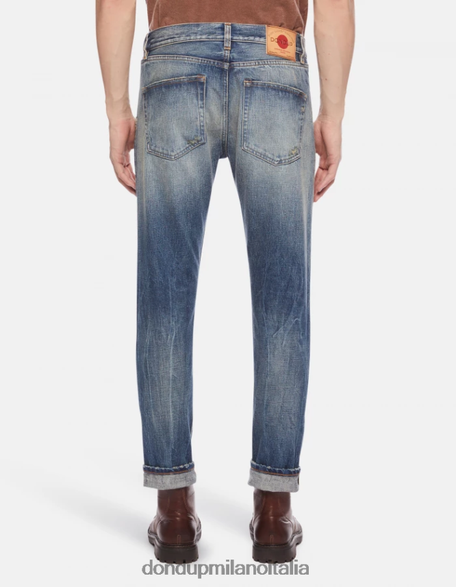 DONDUP hombres Vaqueros Icon regular fit en denim rígido con orillo vestir azul AZX2Z0617