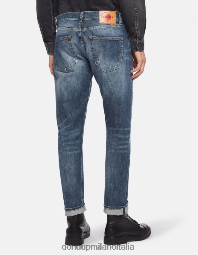 DONDUP hombres Vaqueros Icon regular fit en denim rígido con orillo vestir azul AZX2Z0621