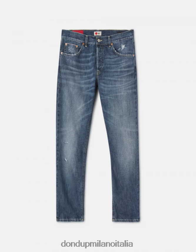 DONDUP hombres Vaqueros Icon regular fit en denim rígido con orillo vestir azul AZX2Z0621