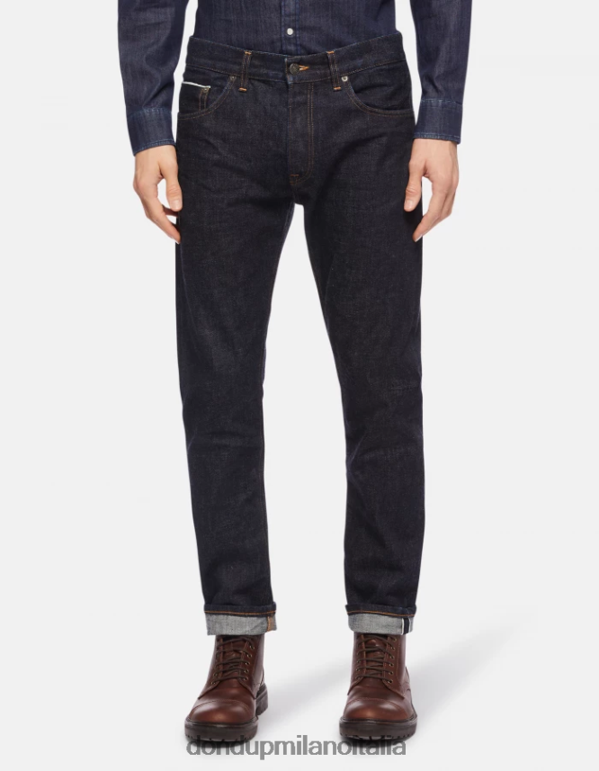 DONDUP hombres Vaqueros Icon regular fit en denim rígido con orillo vestir azul AZX2Z0632