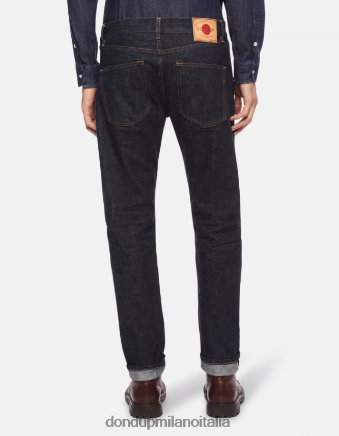 DONDUP hombres Vaqueros Icon regular fit en denim rígido con orillo vestir azul AZX2Z0632