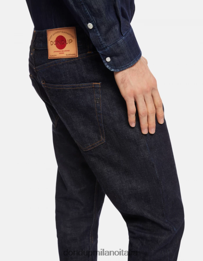 DONDUP hombres Vaqueros Icon regular fit en denim rígido con orillo vestir azul AZX2Z0632