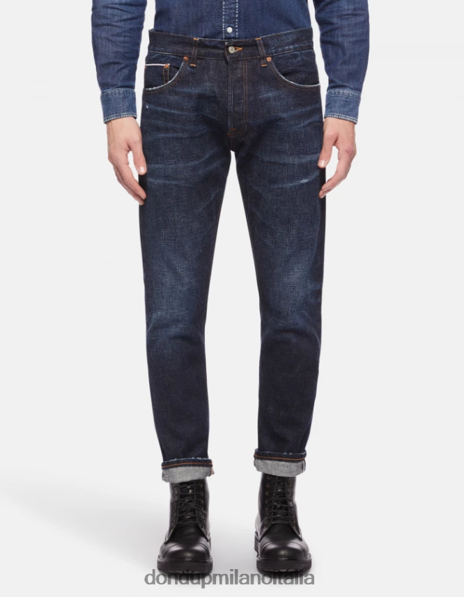 DONDUP hombres Vaqueros Icon regular fit en denim rígido con orillo vestir azul AZX2Z0633