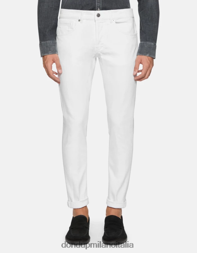 DONDUP hombres Vaqueros ajustados George en denim elástico Bull vestir blanco AZX2Z0636