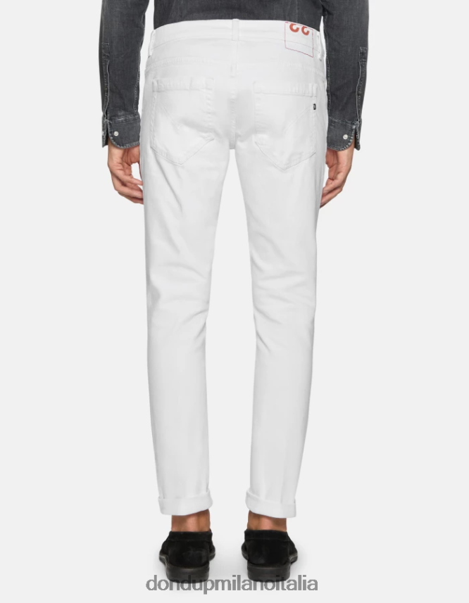 DONDUP hombres Vaqueros ajustados George en denim elástico Bull vestir blanco AZX2Z0636