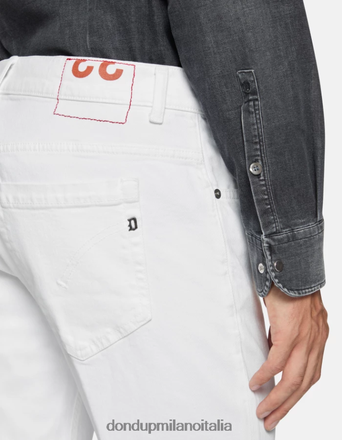 DONDUP hombres Vaqueros ajustados George en denim elástico Bull vestir blanco AZX2Z0636