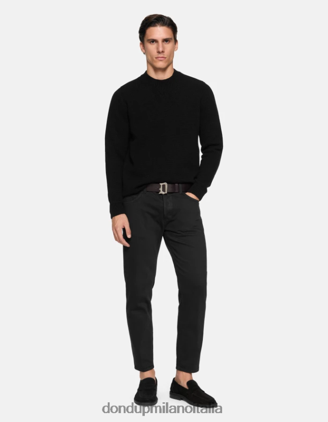 DONDUP hombres Vaqueros carrot fit Brighton en denim elástico Bull vestir negro AZX2Z0588