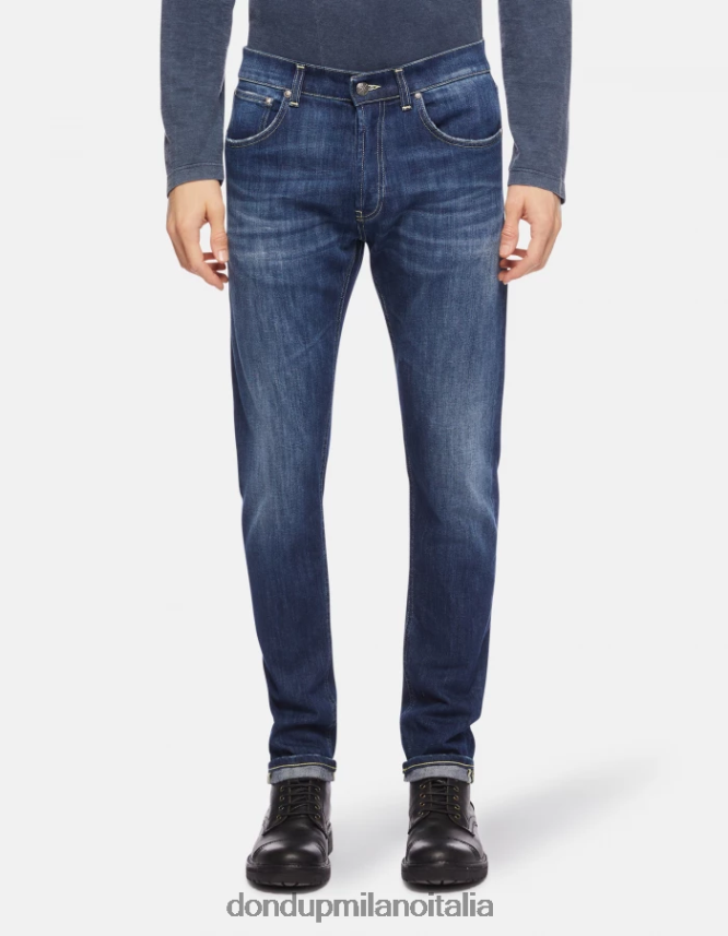 DONDUP hombres Vaqueros dian carrot fit de 34 pulgadas en denim elástico vestir azul AZX2Z0654