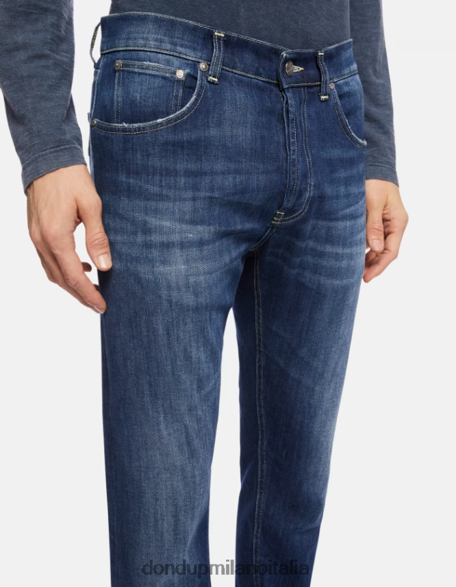 DONDUP hombres Vaqueros dian carrot fit de 34 pulgadas en denim elástico vestir azul AZX2Z0654