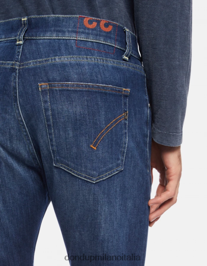 DONDUP hombres Vaqueros dian carrot fit de 34 pulgadas en denim elástico vestir azul AZX2Z0654