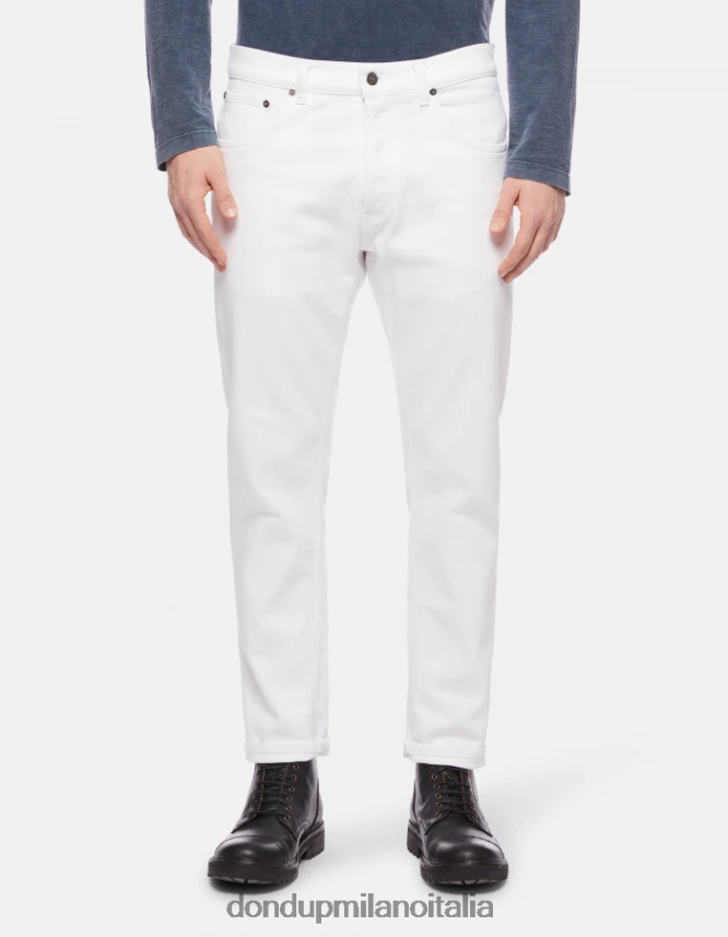 DONDUP hombres Vaqueros dian carrot fit en denim bull elástico vestir blanco AZX2Z0648