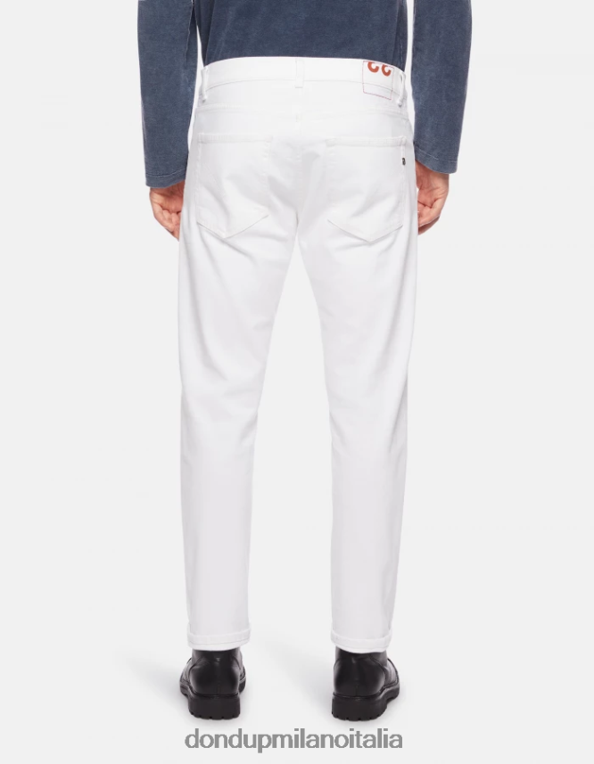 DONDUP hombres Vaqueros dian carrot fit en denim bull elástico vestir blanco AZX2Z0648