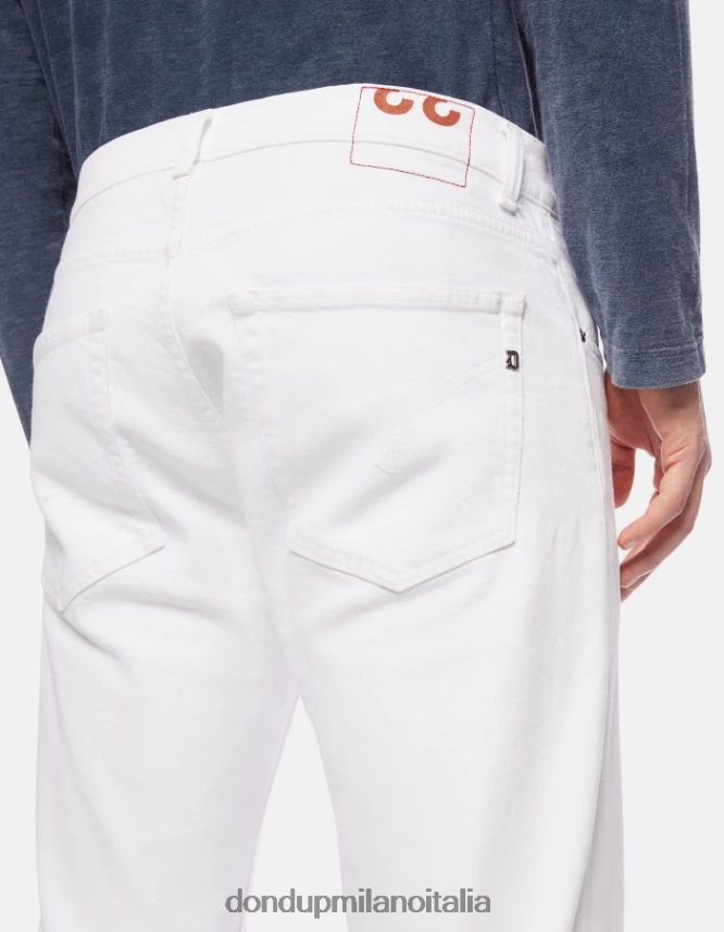 DONDUP hombres Vaqueros dian carrot fit en denim bull elástico vestir blanco AZX2Z0648