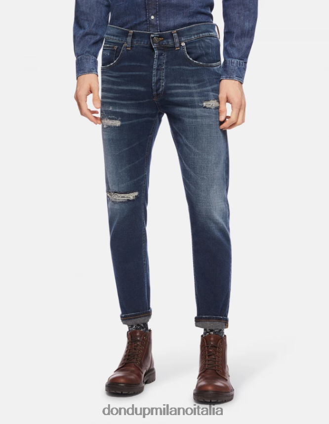 DONDUP hombres Vaqueros dian carrot fit en denim elástico vestir azul AZX2Z0634