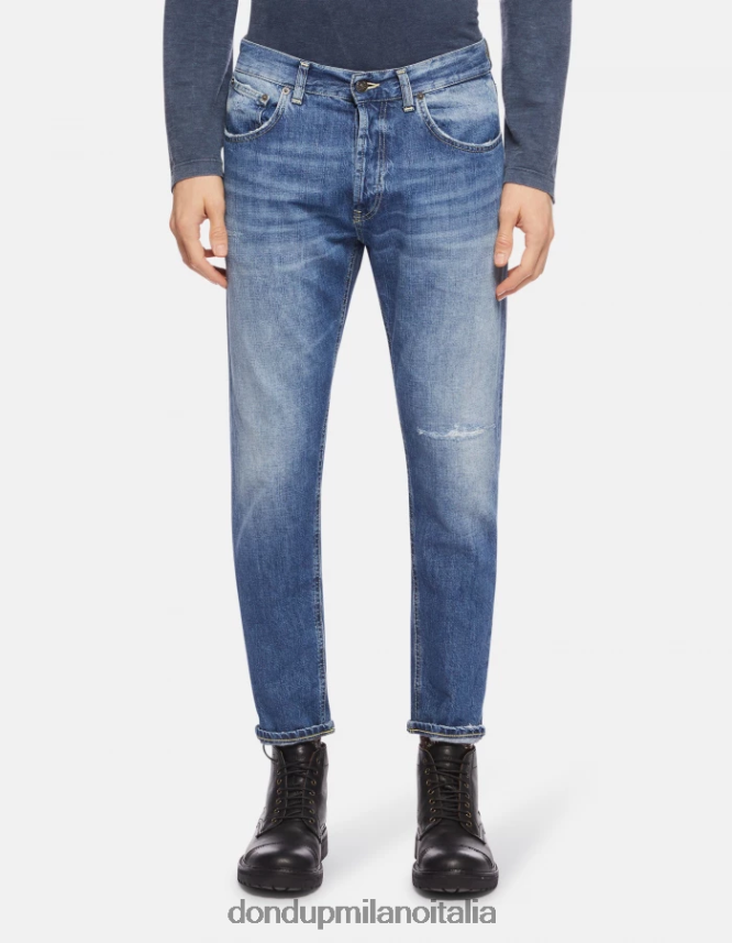 DONDUP hombres Vaqueros dian carrot fit en denim rígido vestir azul AZX2Z0653