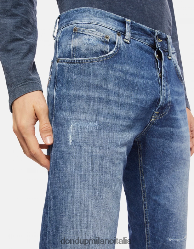 DONDUP hombres Vaqueros dian carrot fit en denim rígido vestir azul AZX2Z0653