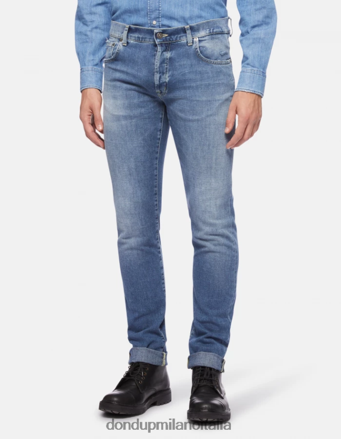 DONDUP hombres Vaqueros hans regular fit en denim elástico vestir azul AZX2Z0595