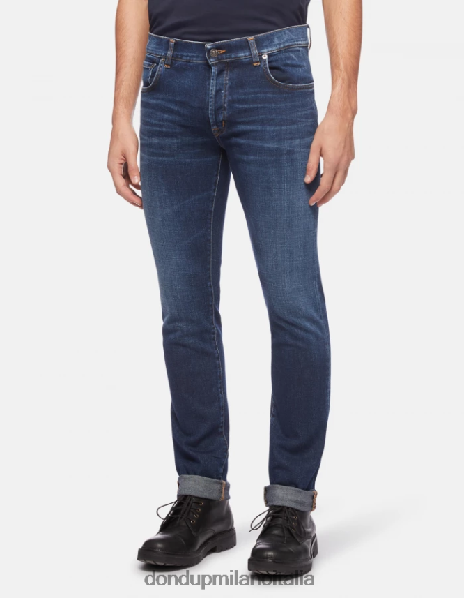 DONDUP hombres Vaqueros hans regular fit en denim elástico vestir azul AZX2Z0600