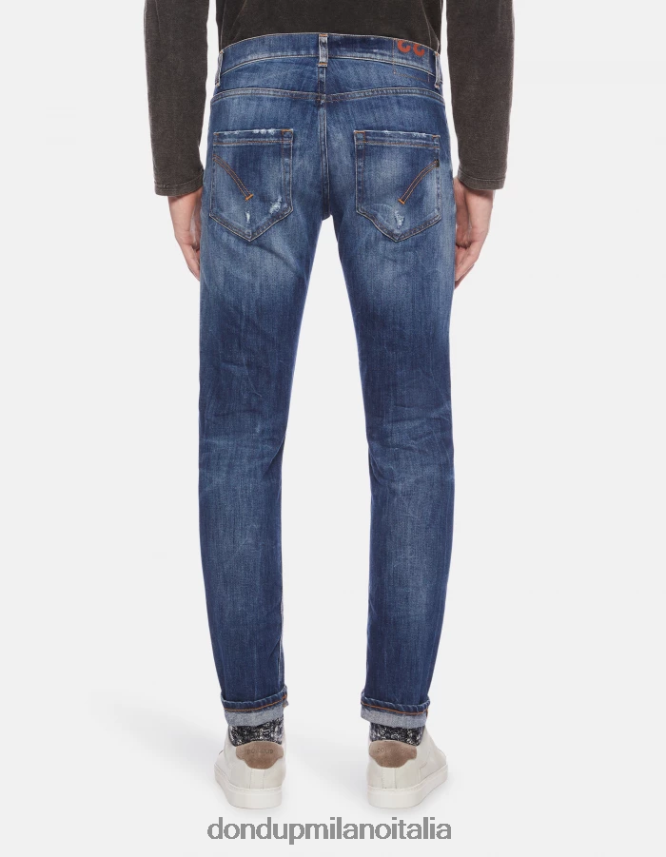 DONDUP hombres Vaqueros mius slim fit de 32 pulgadas en denim elástico vestir azul AZX2Z0624