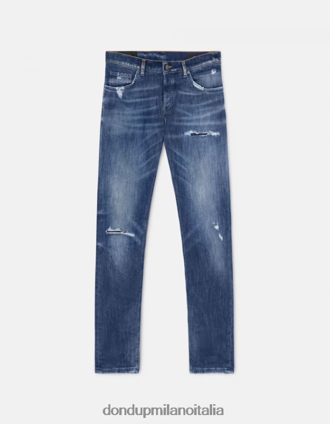 DONDUP hombres Vaqueros mius slim fit de 32 pulgadas en denim elástico vestir azul AZX2Z0624