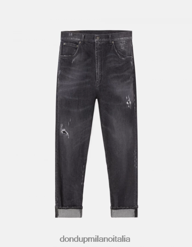 DONDUP hombres Vaqueros paco holgados en denim elástico vestir negro AZX2Z0596