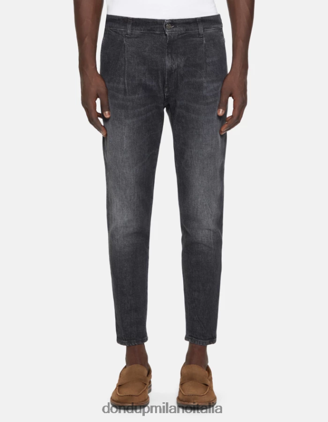 DONDUP hombres Vaqueros paul carrot fit en denim elástico vestir negro AZX2Z0610