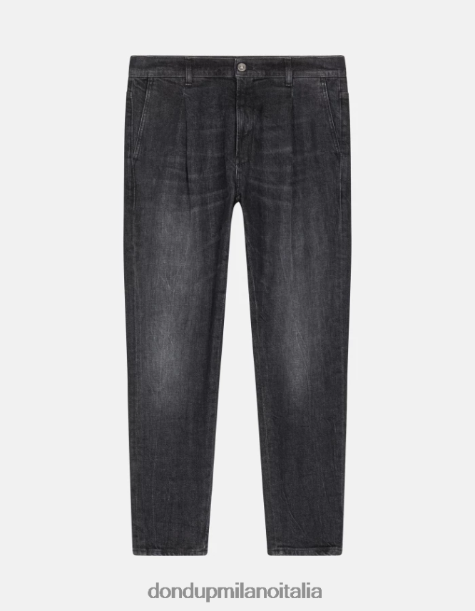 DONDUP hombres Vaqueros paul carrot fit en denim elástico vestir negro AZX2Z0610