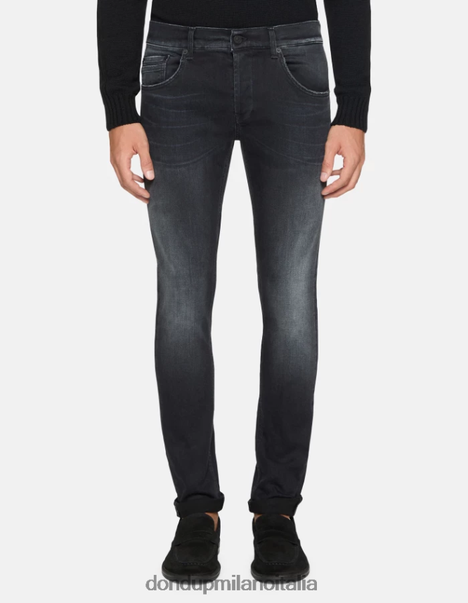 DONDUP hombres Vaqueros pitillo Ritchie en denim elástico vestir negro AZX2Z0630