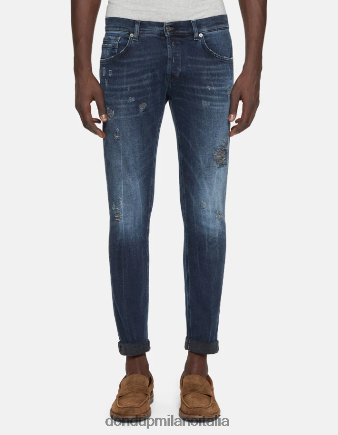 DONDUP hombres Vaqueros pitillo Ritchie en denim elástico vestir tuareg azul AZX2Z0676