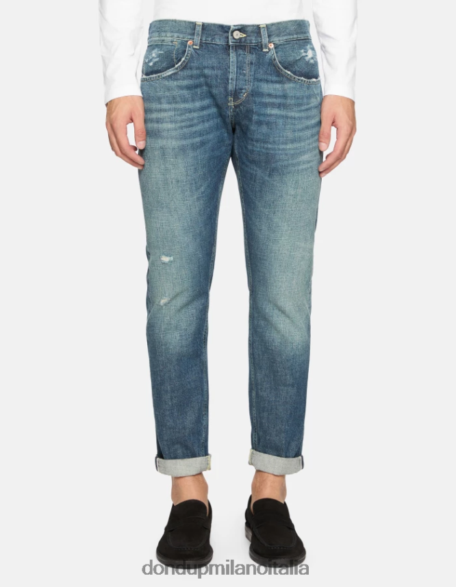 DONDUP hombres Vaqueros travis slim fit en denim con orillo rígido vestir azul AZX2Z0574