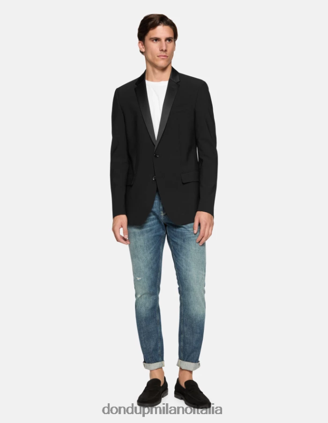 DONDUP hombres Vaqueros travis slim fit en denim con orillo rígido vestir azul AZX2Z0574