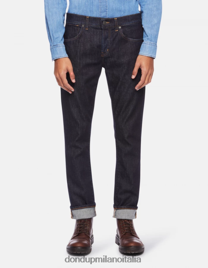 DONDUP hombres Vaqueros travis slim fit en denim de cachemir elástico vestir azul AZX2Z0604