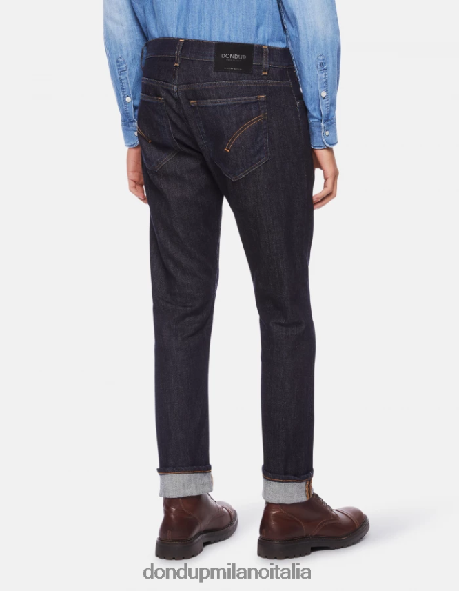 DONDUP hombres Vaqueros travis slim fit en denim de cachemir elástico vestir azul AZX2Z0604