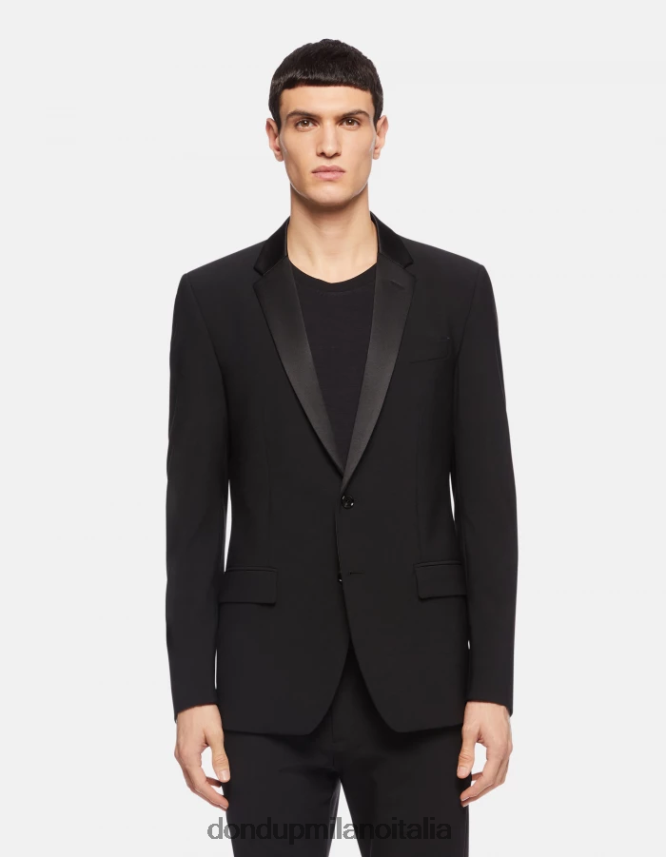 DONDUP hombres blazer de lana con botonadura simple vestir negro AZX2Z0921