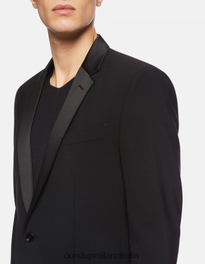 DONDUP hombres blazer de lana con botonadura simple vestir negro AZX2Z0921