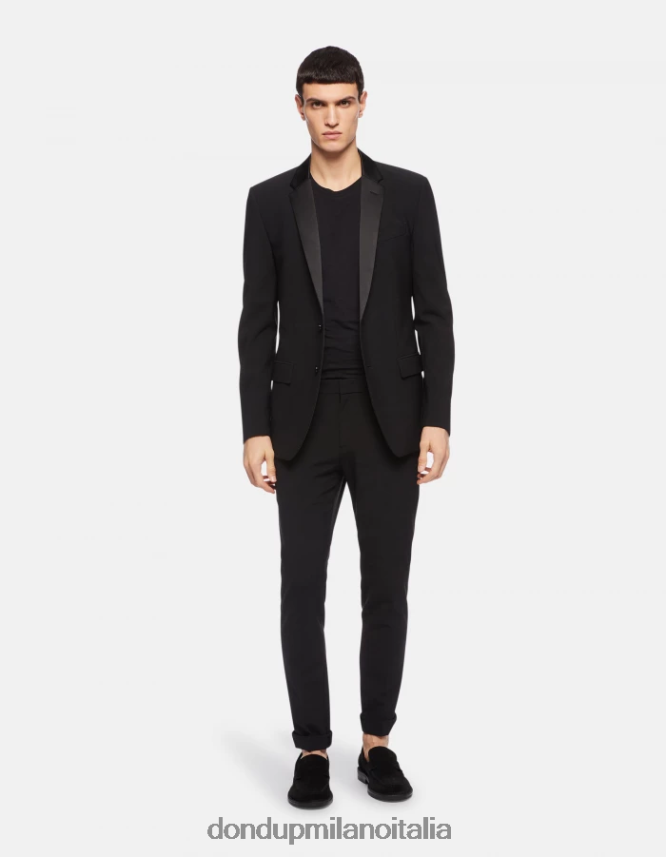 DONDUP hombres blazer de lana con botonadura simple vestir negro AZX2Z0921