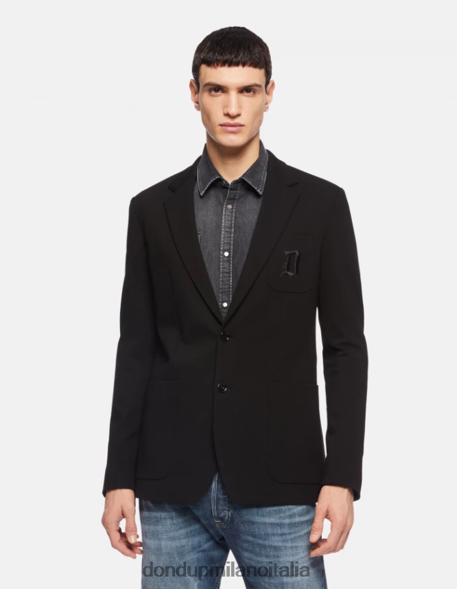 DONDUP hombres blazer de punto con botonadura simple vestir negro AZX2Z0926