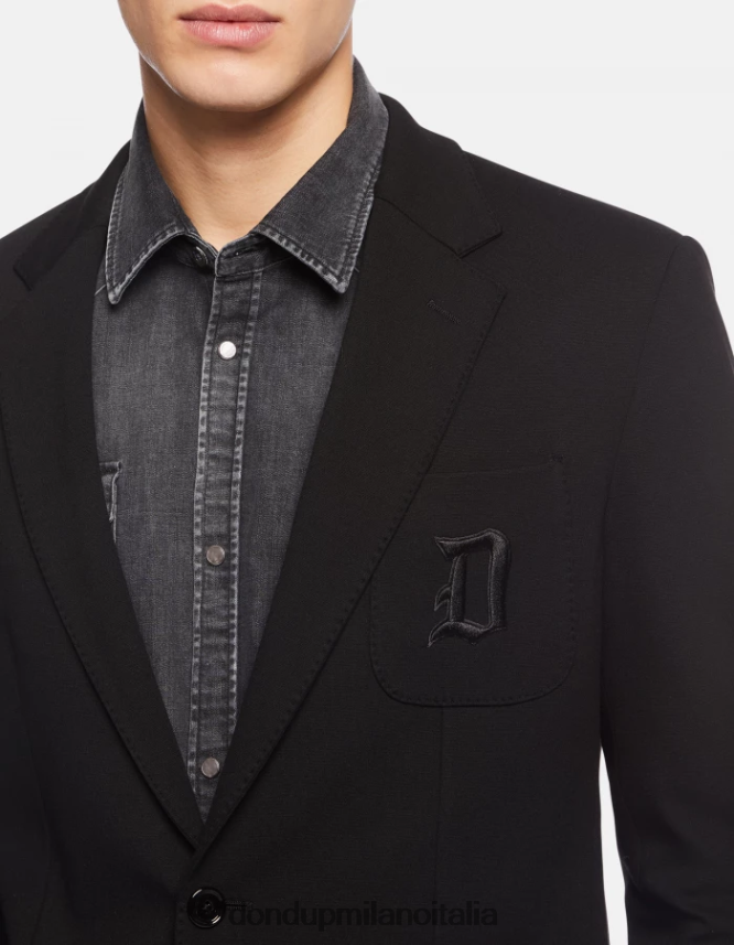 DONDUP hombres blazer de punto con botonadura simple vestir negro AZX2Z0926