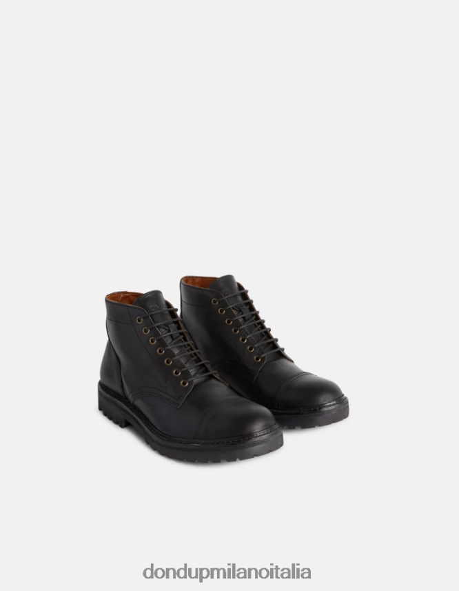 DONDUP hombres botas militares de piel de becerro calzado negro AZX2Z0975