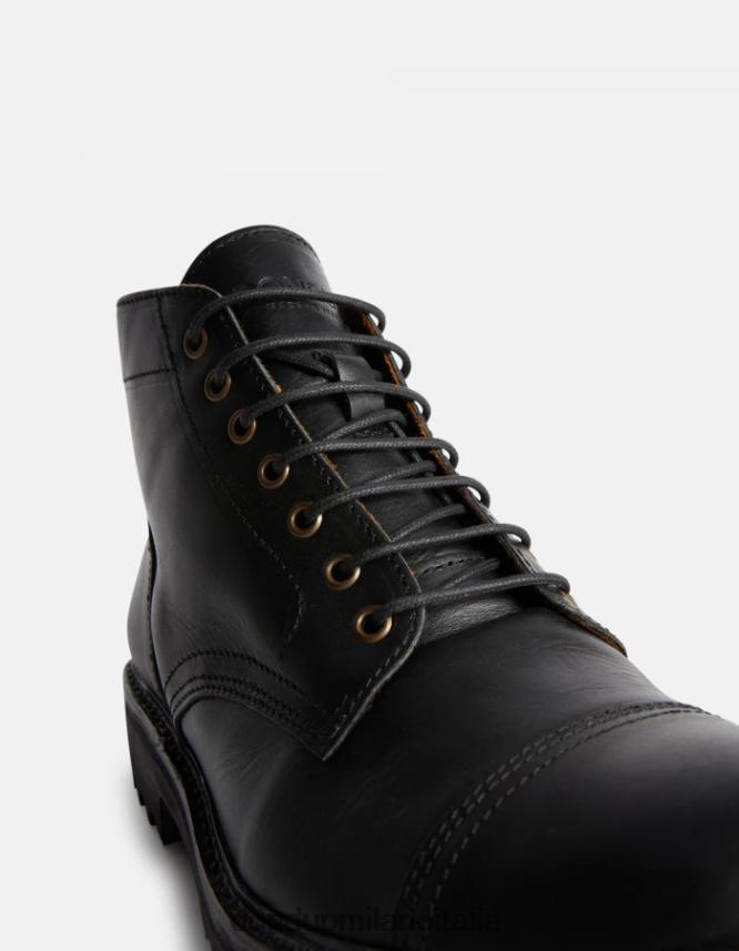 DONDUP hombres botas militares de piel de becerro calzado negro AZX2Z0975