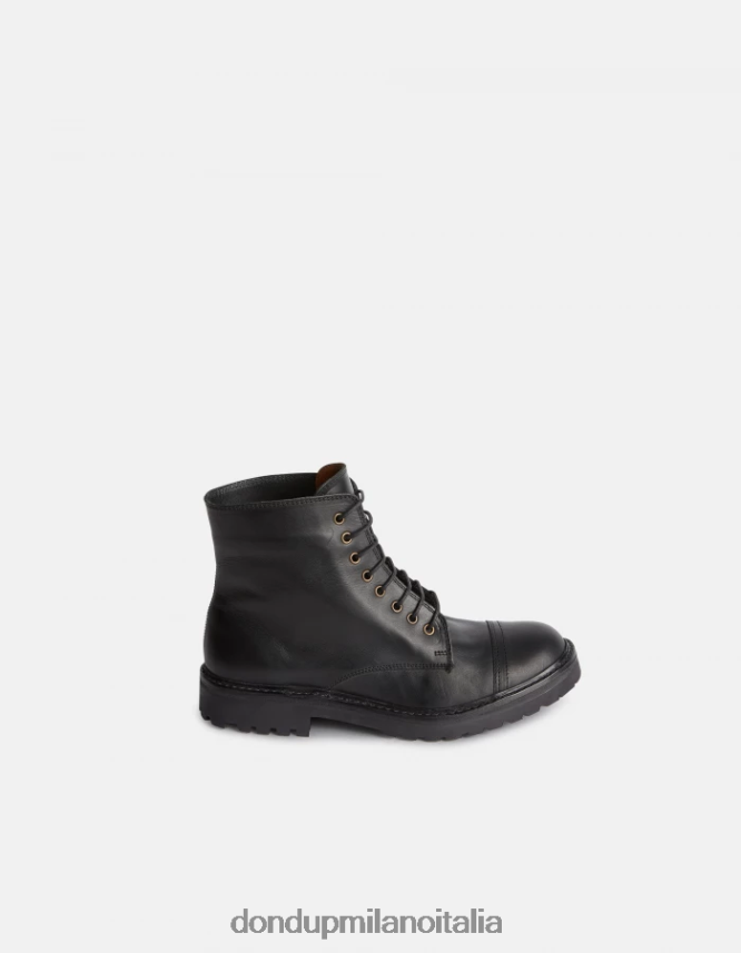 DONDUP hombres botas militares de piel de becerro calzado negro AZX2Z0977