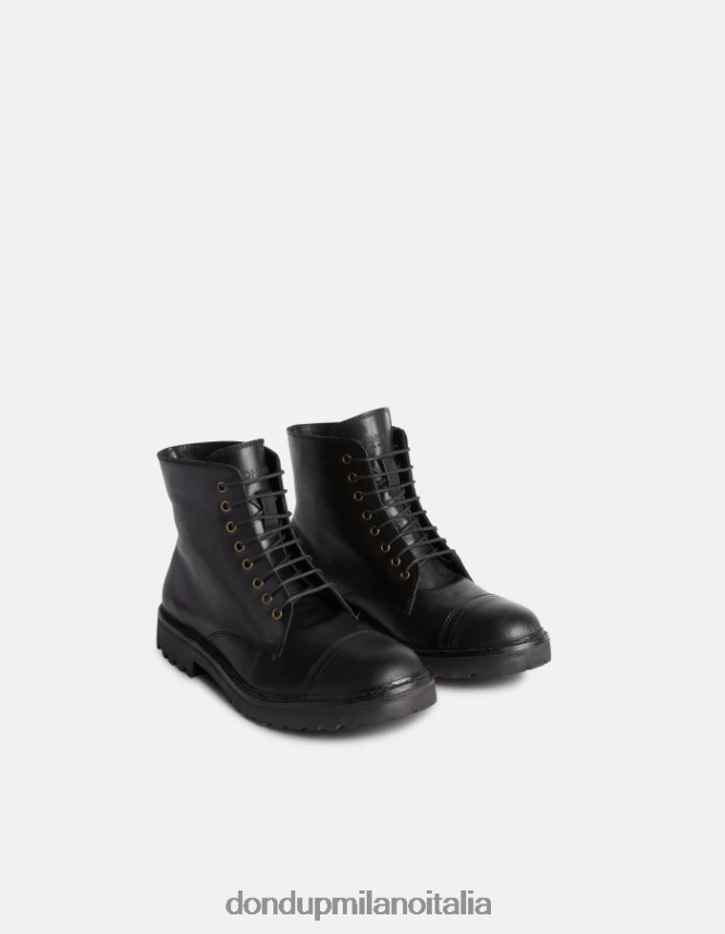 DONDUP hombres botas militares de piel de becerro calzado negro AZX2Z0977