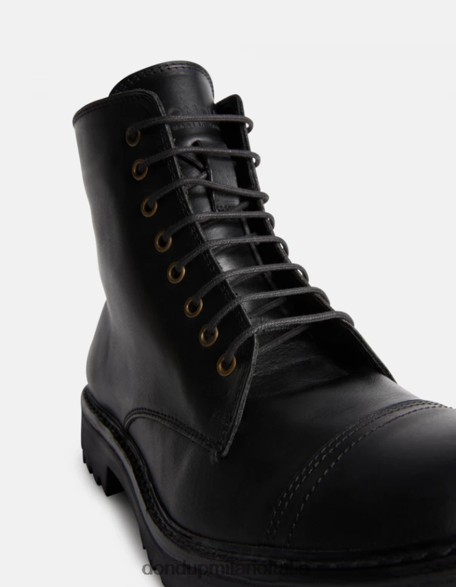 DONDUP hombres botas militares de piel de becerro calzado negro AZX2Z0977