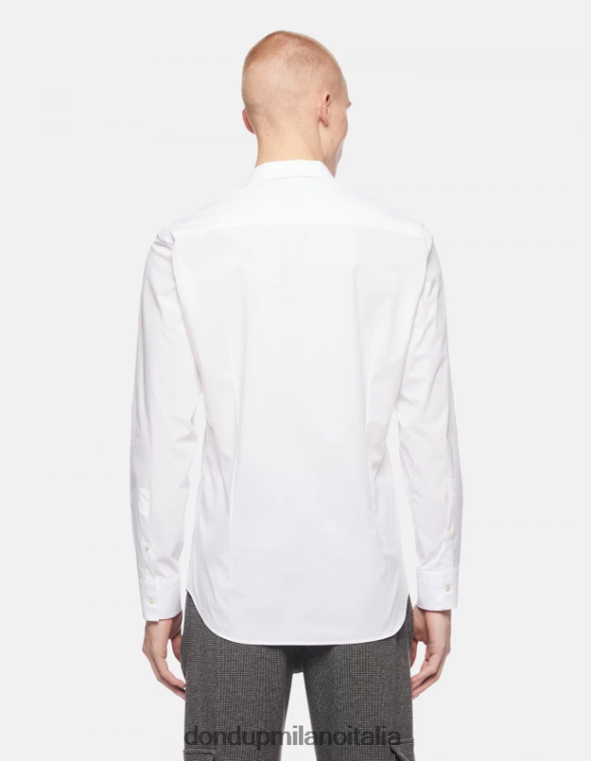 DONDUP hombres camisa de popelina slim vestir blanco AZX2Z0855