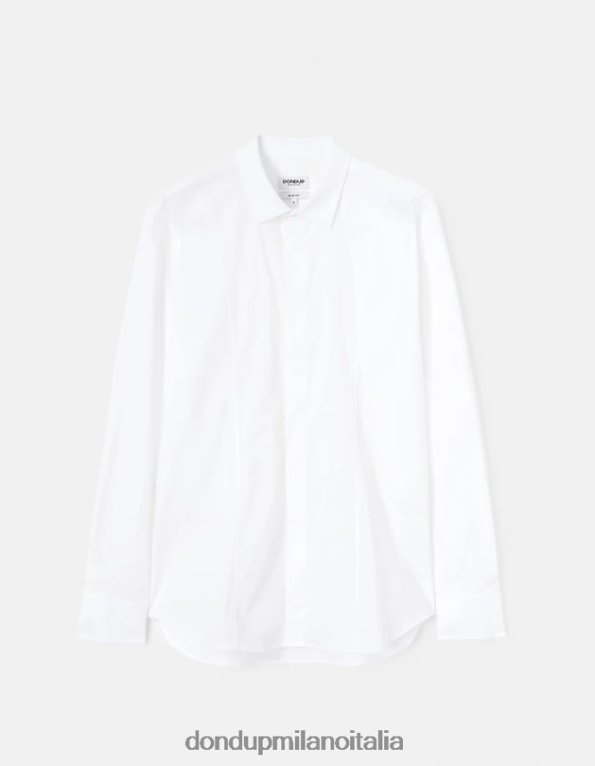 DONDUP hombres camisa de popelina slim vestir blanco AZX2Z0855