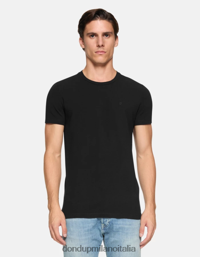 DONDUP hombres camiseta ajustada de punto vestir negro AZX2Z0791