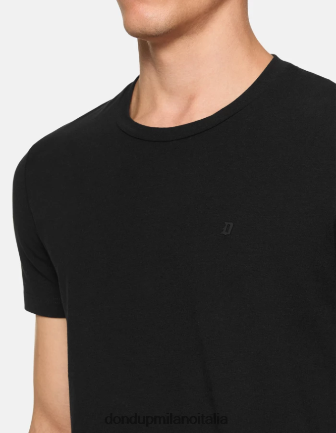 DONDUP hombres camiseta ajustada de punto vestir negro AZX2Z0791