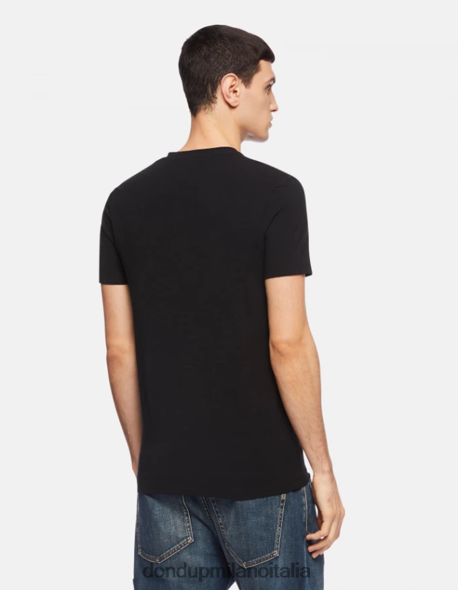 DONDUP hombres camiseta ajustada de punto vestir negro AZX2Z0811